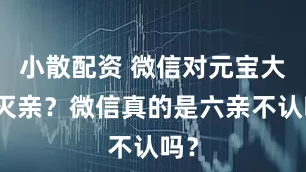 小散配资 微信对元宝大义灭亲?微信真的是六亲不认吗?